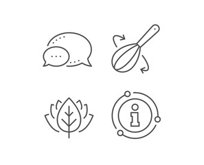 Cooking whisk line icon. Chat bubble, info sign elements. Cutlery sign. Food mix symbol. Linear cooking whisk outline icon. Information bubble. Vector