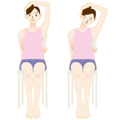 首の体操をする女性