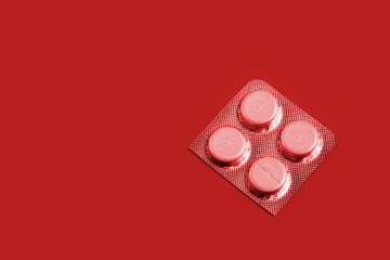 Medication pills on a plain background. copy space