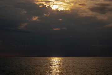 Cloudy summer evening over the Black Sea in Sochi