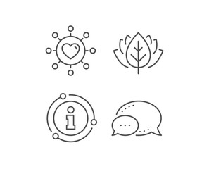 Love dating line icon. Chat bubble, info sign elements. Relationships network sign. Valentines day or Heart symbol. Linear dating network outline icon. Information bubble. Vector