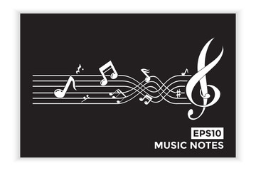 Music note icons, music scale, music element vector