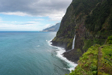 Bridal Veil Falls v&eacute;u da noiva waterfalls in Madeira, Portugal