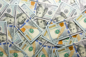 money background. american hundred dollar bills. copy space