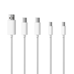 Realistic Detailed 3d USB Types Row Set. Vector