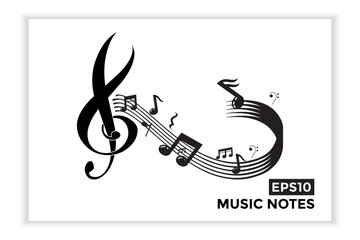 Music note icons, music scale, music element vector