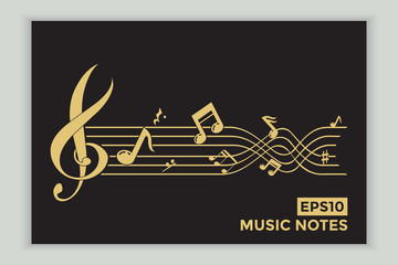 Music note icons, music scale, music element vector