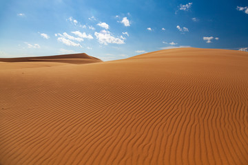 Fototapeta na wymiar beautiful sand texture of dunes in the Sahara desert, white dunes of Vietnam, near the city of Mui Ne