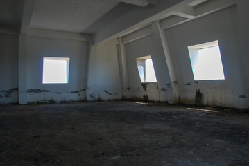 Interior of empty abandoned building, urbex