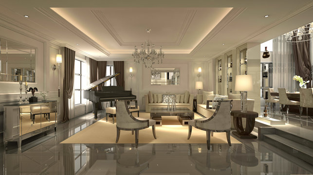 3d Render Of Neo Classic House Interior