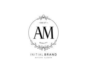 A M AM Beauty vector initial logo, handwriting logo of initial signature, wedding, fashion, jewerly, boutique, floral and botanical with creative template for any company or business.
