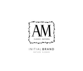 A M AM Beauty vector initial logo, handwriting logo of initial signature, wedding, fashion, jewerly, boutique, floral and botanical with creative template for any company or business.