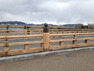 Japanese Brown Parapet Made of Wood