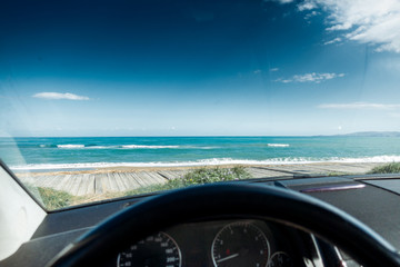 Car against beach
