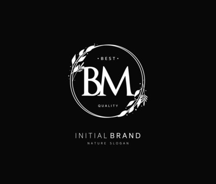 B M BM Beauty vector initial logo, handwriting logo of initial signature, wedding, fashion, jewerly, boutique, floral and botanical with creative template for any company or business.