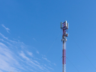Tower with cellular radio transmitters for radio communications