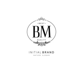 B M BM Beauty vector initial logo, handwriting logo of initial signature, wedding, fashion, jewerly, boutique, floral and botanical with creative template for any company or business.