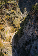 View of narrow valley over Aradena George in Aradena, Crete