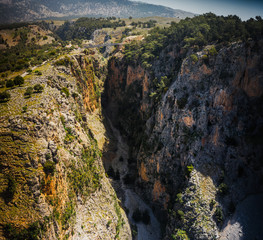 Panoramic view of mountain landscape over Aradena Gorge on Crete, Greece