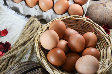 fresh eggs in a basket