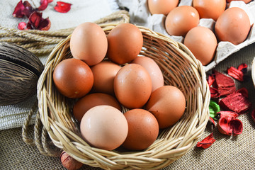 fresh eggs in a basket
