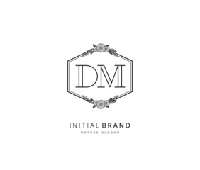 D M DM Beauty vector initial logo, handwriting logo of initial signature, wedding, fashion, jewerly, boutique, floral and botanical with creative template for any company or business.