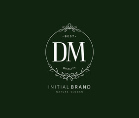 D M DM Beauty vector initial logo, handwriting logo of initial signature, wedding, fashion, jewerly, boutique, floral and botanical with creative template for any company or business.