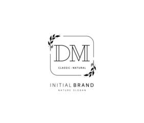 D M DM Beauty vector initial logo, handwriting logo of initial signature, wedding, fashion, jewerly, boutique, floral and botanical with creative template for any company or business.