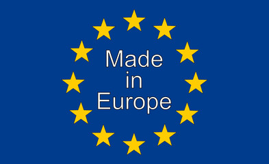 Made in Europe on a european flag  - illustration