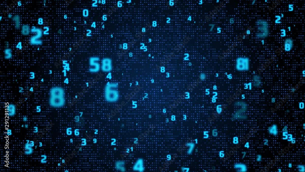 Aufkleber Digital Number Technology 4K Motion Computing Running Developer Program Code Motion Background. 3D Graphic Binary Encoding Decimal Statistics Algorithm Row Matrix Concept Display.