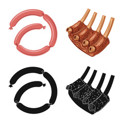 Vector illustration of meat and ham symbol. Collection of meat and cooking vector icon for stock.