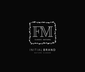 F M FM Beauty vector initial logo, handwriting logo of initial signature, wedding, fashion, jewerly, boutique, floral and botanical with creative template for any company or business.
