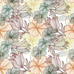 Foto auf Acrylglas floral seamless pattern © Chantal