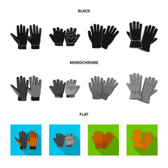 Fototapeta premium Vector design of glove and winter icon. Collection of glove and equipment stock symbol for web.