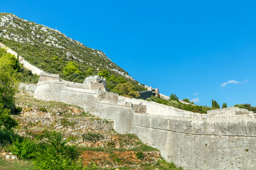Ston fortress - medieval fortification of walls and towers, Dubrovnik, Croatia