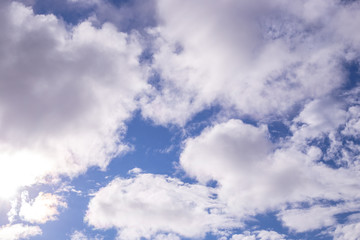 cloudy blue sky in changeable weather in summer