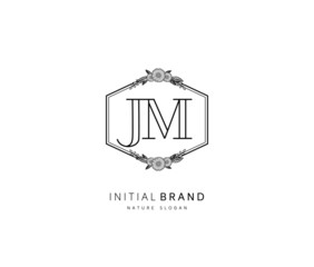 J M JM Beauty vector initial logo, handwriting logo of initial signature, wedding, fashion, jewerly, boutique, floral and botanical with creative template for any company or business.