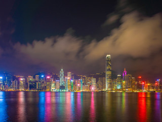 Hong Kong Downtown Skyline and Victoria harbour, Republic of China. Financial district and business...