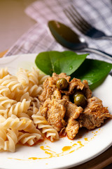 pasta with pork and chili  sauce