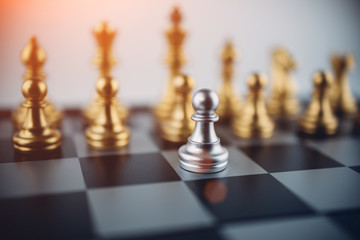 Chess board game business strategy or leadership concept.