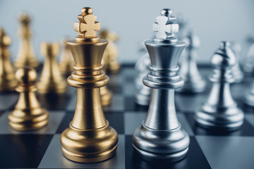 Chess board game business strategy or leadership concept.