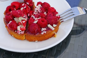 Fresh fruit tarts in a French pastry shop