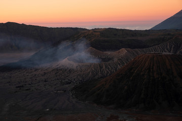 Volcanoes of Bromo mount National Park an active volcano and one of the most visited tourist attractions in East Java Indonesia.