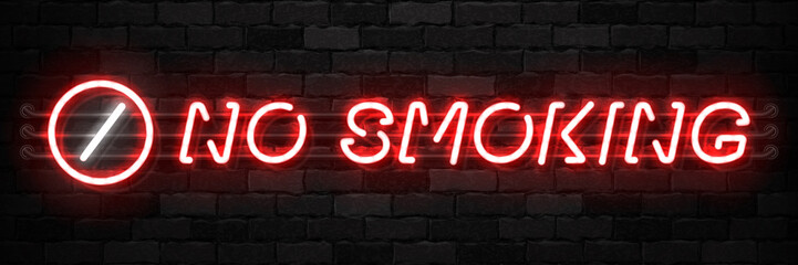 Vector realistic isolated neon sign of No Smoking frame logo for template decoration and covering on the wall background.