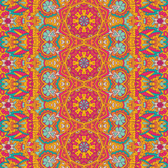 Abstract festive colorful floral vector ethnic pattern for fabric