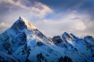Mountain peak in National Park, Nepal. Region of highest mountains in the world.