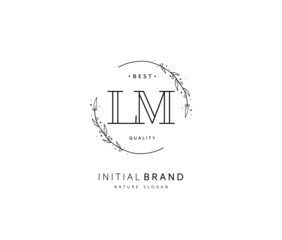 L M LM Beauty vector initial logo, handwriting logo of initial signature, wedding, fashion, jewerly, boutique, floral and botanical with creative template for any company or business.