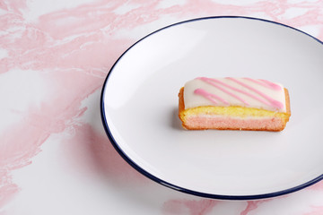 english angel cake slice on a plate