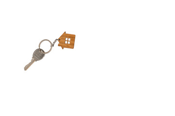 Selling real estate and house keys that have already been sold.concept white background.
