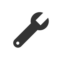 wrench icon black flat style design. Vector graphic illustration.